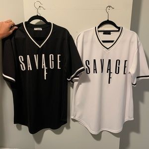 2 Savage AF Baseball Tees - Black & White (XL)